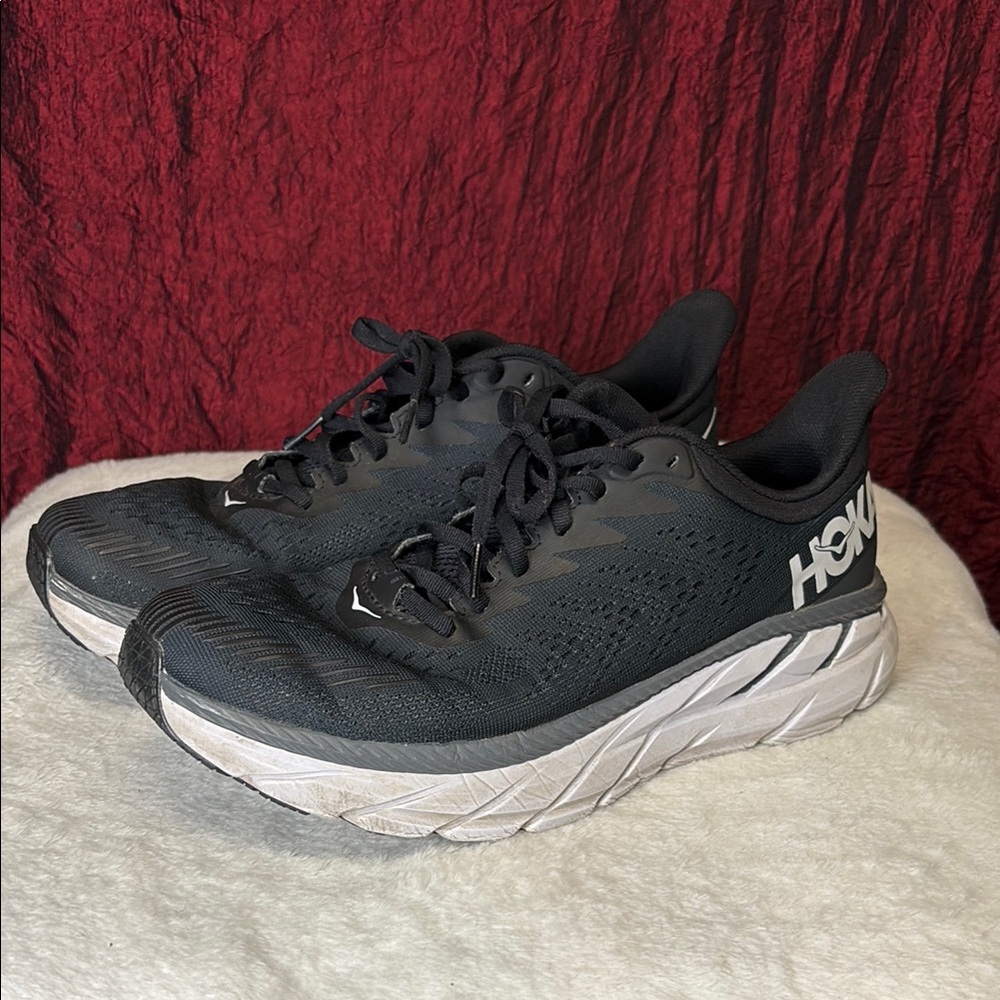 Hoka Black and White Athletic Shoes